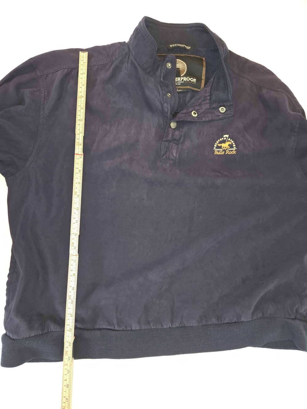 Vintage Navy Blue Suede Henley Mock Neck Pullover Jacket - Size L - Picture 15 of 16